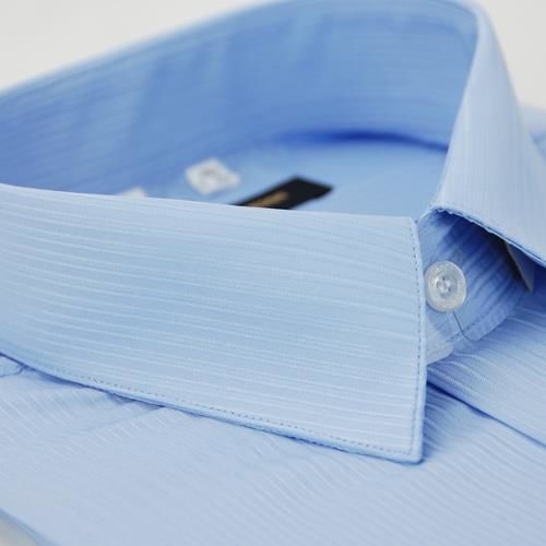 【金安德森】藍色仿絲質窄版短袖襯衫