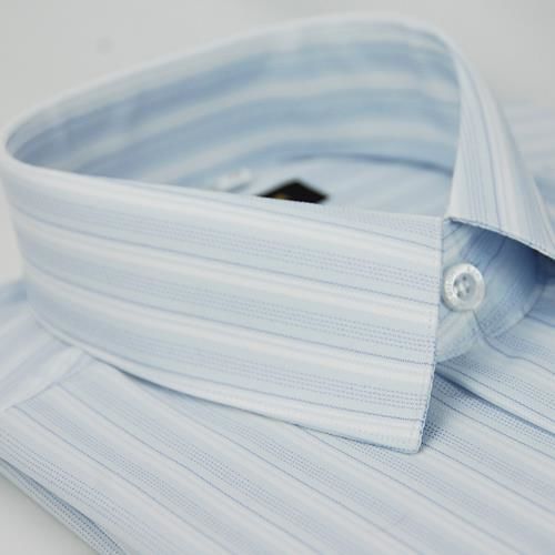 【金安德森】藍底藍細紋仿絲質短袖襯衫