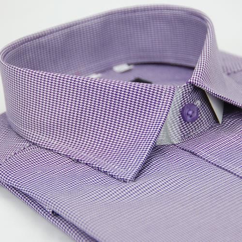 【金安德森】紫色千鳥紋窄版長袖襯衫