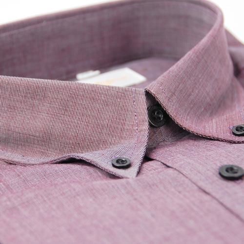 【金安德森】紫色黑釘扣領短袖襯衫