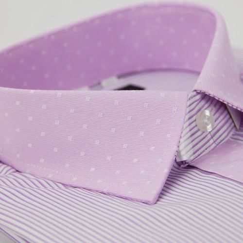 【金安德森】粉色條紋圖案變化領窄版長袖襯衫