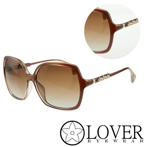 【Lover】精品優雅方框褐色太陽眼鏡(9359-2)
