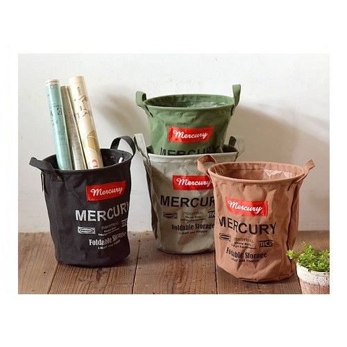 日本 MERCURY 復古 露營居家 多功能 防水收納袋 - 圓桶 M (共4色)-行動