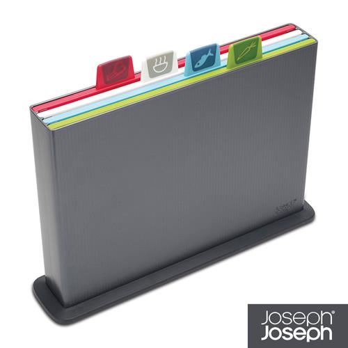 《Joseph Joseph英國創意餐廚》檔案夾止滑砧板(大灰)-附凹槽設計-60064