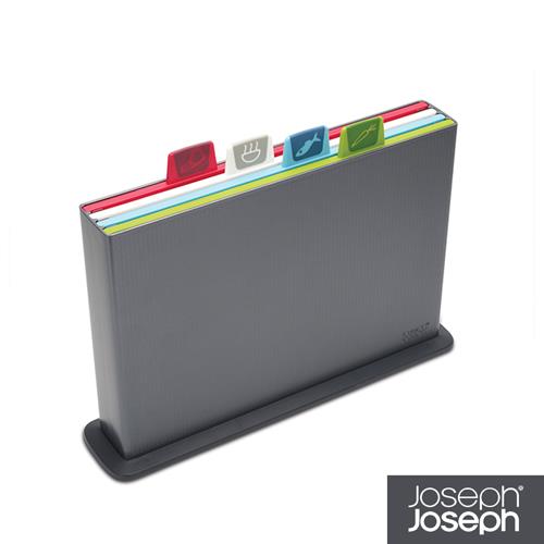 《Joseph Joseph英國創意餐廚》檔案夾止滑砧板(小灰)-附凹槽設計-60065