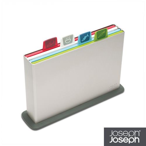 《Joseph Joseph英國創意餐廚》檔案夾止滑砧板(小銀)-附凹槽設計-60026
