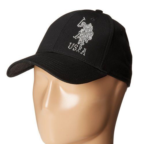 US Polo 2015男時尚大馬球水鑽標誌黑色棒球帽(預購)