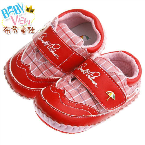 《布布童鞋》ArnoldPalmer雨傘牌潮流格紋紅色寶寶學步鞋(13~15.5公分)MAK252A