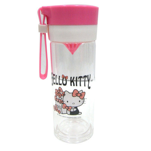 Hello Kitty雙層耐熱玻璃檸檬瓶(粉)-360ML