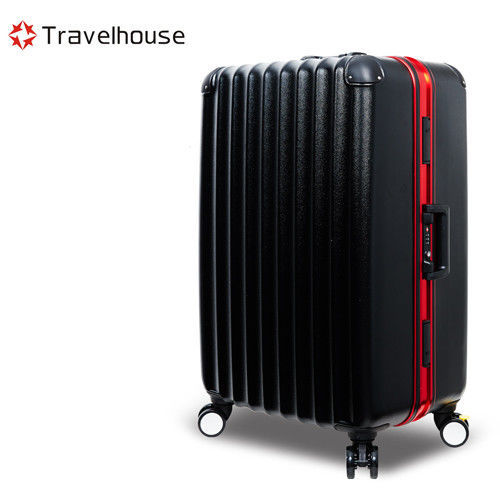 【Travelhouse】迷炫奇跡 25吋星砂電子紋鋁框箱(黑配紅框)