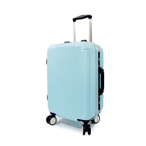 【WALLABY】20吋直條紋ABS鋁框行李箱/高光藍(HTX-1503-20BL)