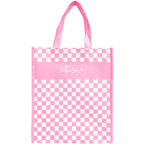 任-ETTUSAIS 艾杜紗 粉色方格購物手提袋