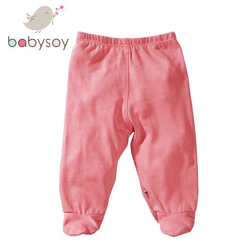 美國 Babysoy 有機棉百搭彈性包腳長褲525 - 玫瑰粉