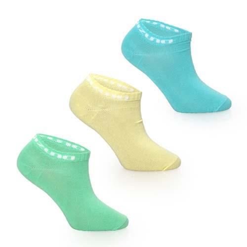 【MIZUNO】女運動薄底踝襪-3雙入-美津濃 慢跑 路跑 襪子 淺藍黃