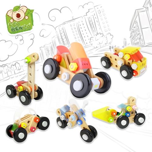 [Woody Toys]木製螺母建構積木 百變創想車