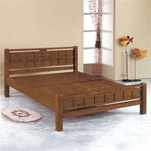 【時尚屋】[G16]方格3.5尺樟木色加大單人床架G16-072-4不含床頭櫃-床墊