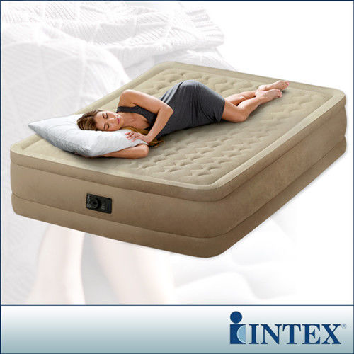 【INTEX】超厚絨豪華雙人加大充氣床-寬152cm (內建電動幫浦)fiber-tech新型 (64457)-行動