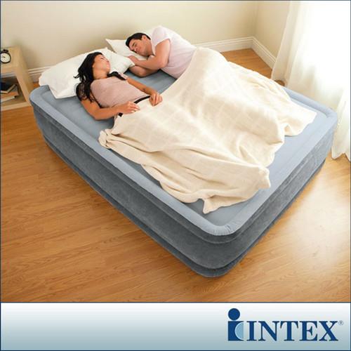 【INTEX】豪華型橫條內建電動幫浦充氣床-雙人加大-寬152cm (67769)-行動