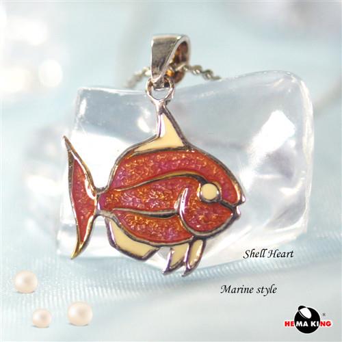 【HEMAKING】純銀天然貝殼小魚項鍊(紅)
