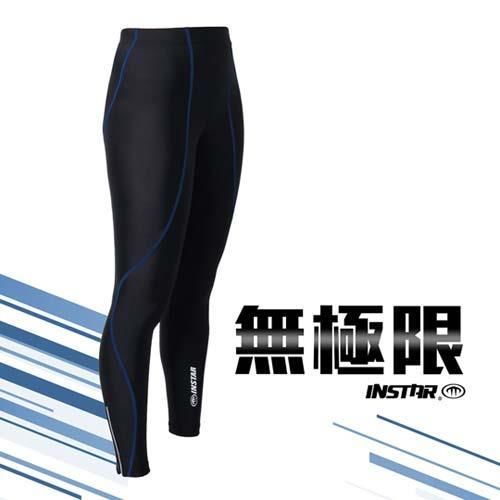 【INSTAR】男女極速緊身長褲-緊身褲 台灣製 慢跑 路跑 籃球 內搭褲 黑藍
