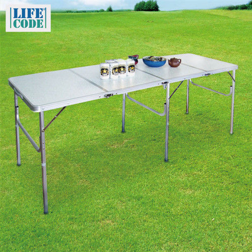 【LIFECODE】超長180cm四折箱型鋁合金折疊桌-會議桌/展示桌/野餐桌/歐式自助餐桌