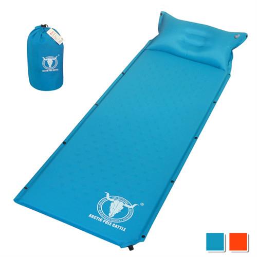 【APC】可拼接自動充氣睡墊-帶自充式頭枕-厚2.5cm-藍色/桔紅色 (2色可選)-行動