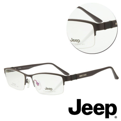 【JEEP】純鈦半粗框棕色光學眼鏡(J-F8021-C3)