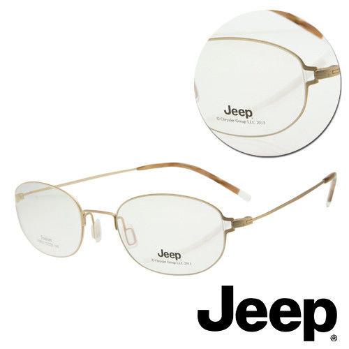 【JEEP】純鈦細框橢圓形金色光學眼鏡(J-F8025-C6)