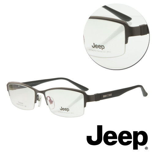 【JEEP】純鈦長方半粗框槍色光學眼鏡(J-F8024-C2)