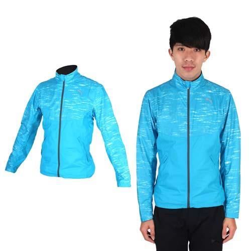 【PUMA】NIGHTCAT 男立領風衣外套- 防風 慢跑 路跑 運動 水藍銀 反光設計