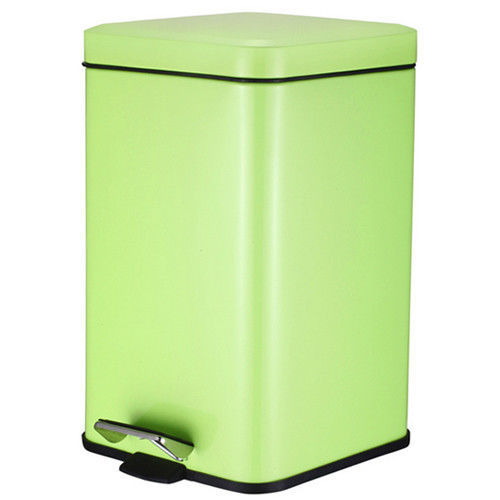 PUSH! 居家生活用品 colourful液壓緩降正方型垃圾桶 置物桶 12升(L)I24-1草綠色