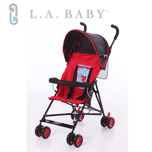 【美國 L.A. Baby】亮彩輕便嬰兒手推車(紅色)