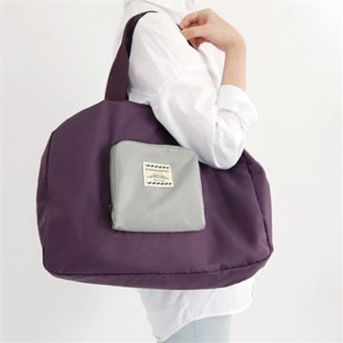 【ZARATA】可摺疊防水旅行收納購物袋肩背包(紫色)