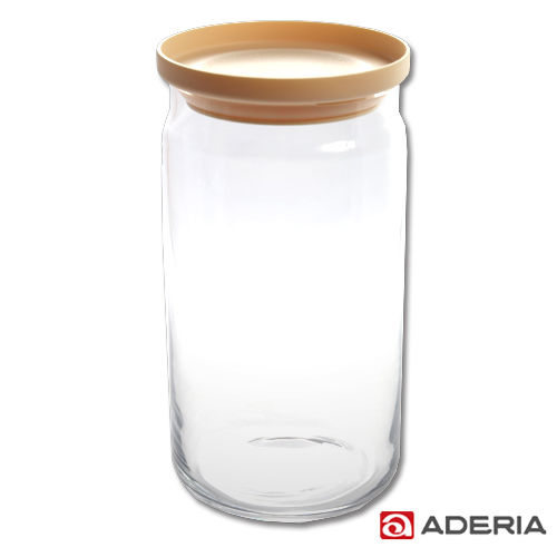 【ADERIA】日本進口堆疊收納玻璃罐1090ml(米黃)