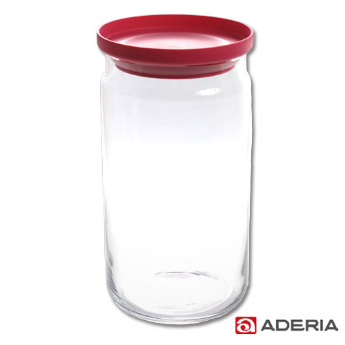 【ADERIA】日本進口堆疊收納玻璃罐1090ml(桃紅)