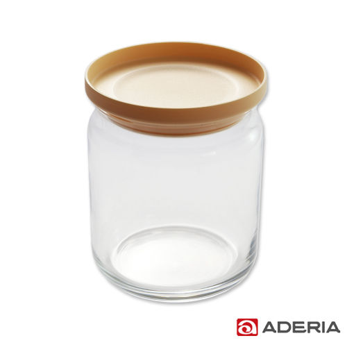 【ADERIA】日本進口堆疊收納玻璃罐680ml(米黃)