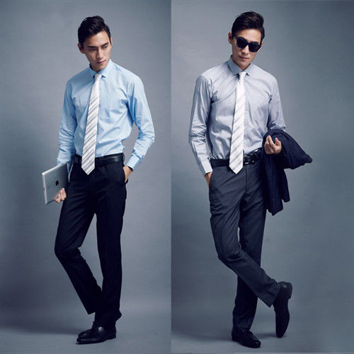 【WELLCUT】義大利商務長袖襯衫 超值2件組(深藍條紋+淺藍)