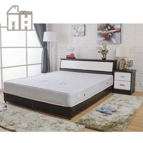 【AT HOME】威尼斯胡桃白雙人臥室四件組(床頭箱+床頭櫃+床底+床墊)