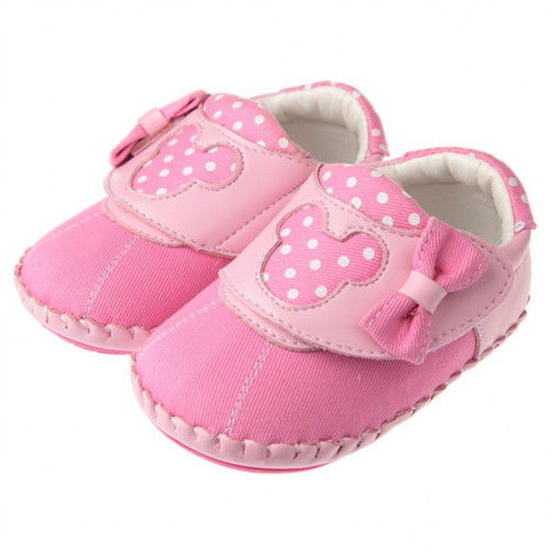 布布童鞋 Disney迪士尼米妮米老鼠粉色布面軟底蝴蝶結寶寶學步鞋 [ MA6210G] 粉紅款