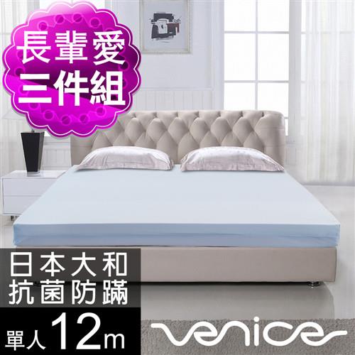 Venice 日本防蹣抗菌12cm記憶床枕毯組-單人3尺