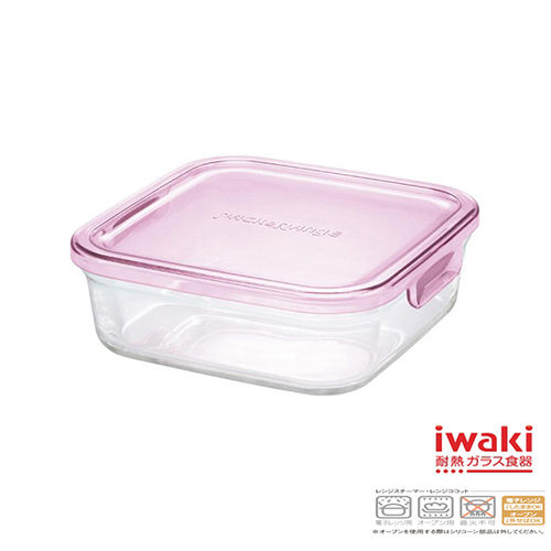 【iwaki】玻璃微波盒 800ml(粉)