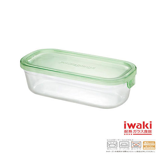 【iwaki】玻璃微波盒 500ml(綠長方款)