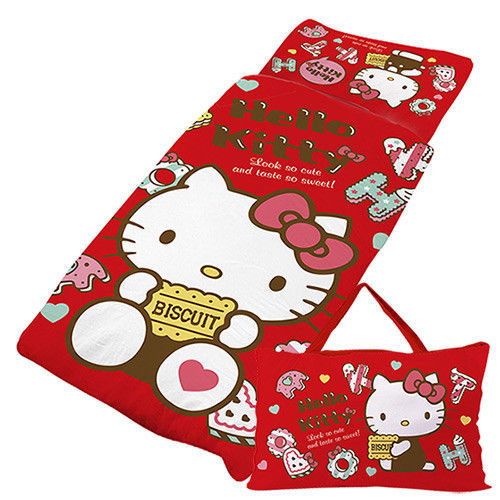 【享夢城堡】HELLO KITTY 繽紛甜心抗菌系列-鋪棉兩用兒童睡袋(紅)