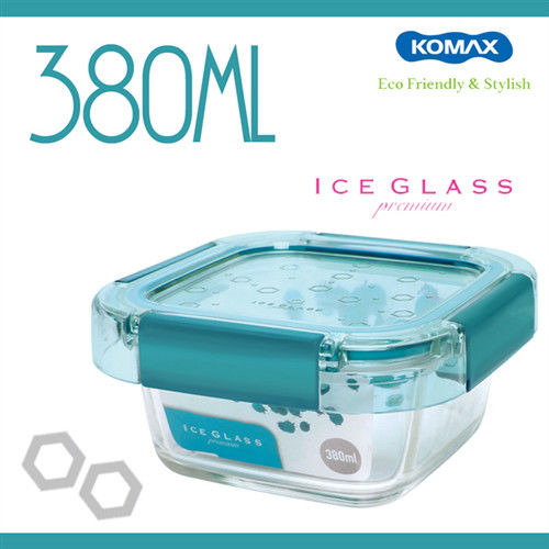 【韓國KOMAX】Ice Glass 抗菌玻璃保鮮盒380ml-60045(綠)