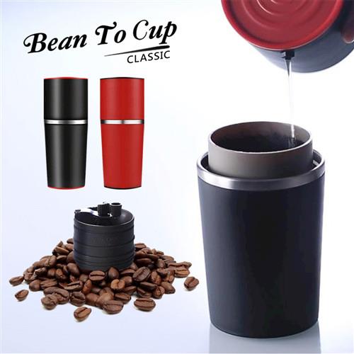 【美國寶娜拉】Bean to Cup手作研磨萃取咖啡隨行杯(艷麗紅)