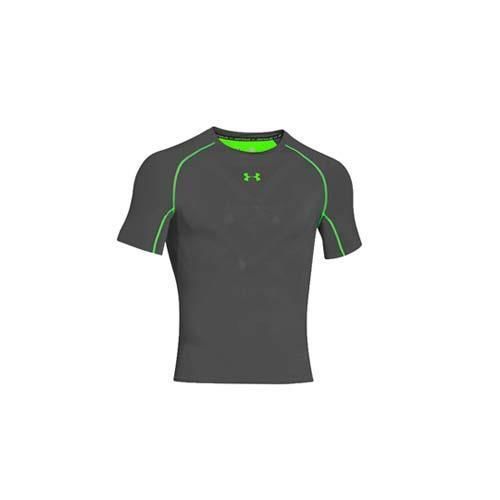 【UNDER ARMOUR】UA HG ARMOURVENT男短袖T恤 灰螢光綠  吸濕排汗