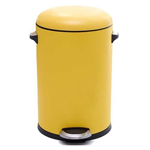 PUSH! 居家生活用品 colourful液壓緩降圓型垃圾桶 置物桶 8升I21-1黃色