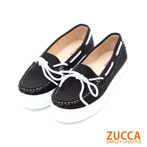 ZUCCA【Z5615BK】樂活感繫帶式休閒鞋-黑色