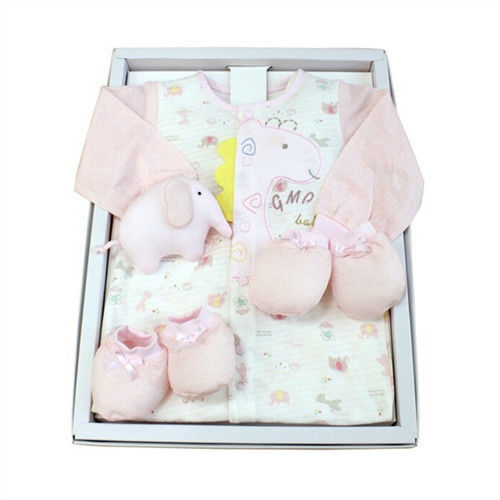 GMP BABY台灣製舒適寶貝長頸鹿+布偶(粉紅)兩用兔裝+帽彌月禮盒1組