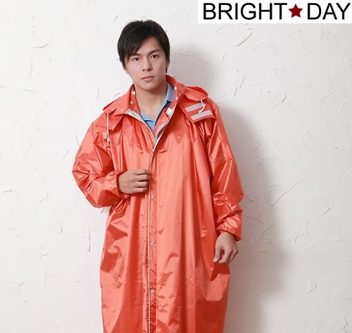 BrightDay風雨衣連身式 - 亮采前開款-亮橘